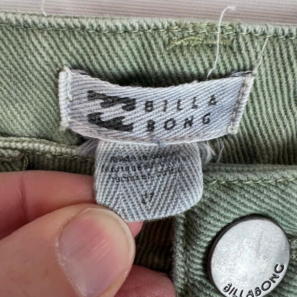 Billabong Olive Green Carpenter Pants Women’s Utility Workwear Cotton Straight L - Picture 4 of 9